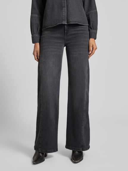 OPUS Wide leg jeans met 5-pocketmodel, model 'Miva' Donkergrijs - 4