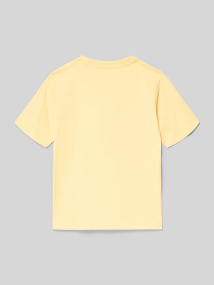 Productfoto, T-shirt uit puur katoen Model 'SOHO' van JACK & JONES voor kinderen in recht pasvorm, ronde hals, zachte gele kleur, gladde textuur, ruglengte maat 140: 49 cm