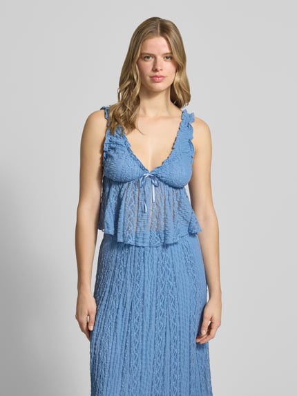 Gina Tricot Top van kant met strikdetail Hemelsblauw - 4