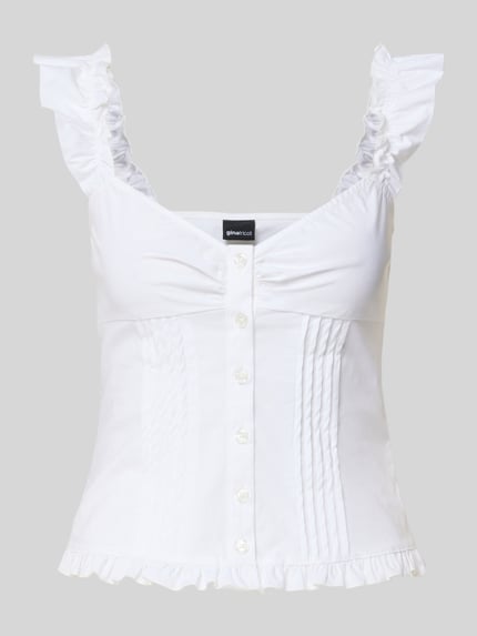 Slim Fit Bluse mit Rüschenbesatz Shop The Look MANNEQUINE
