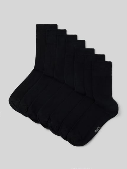 Produktfoto, Socken aus elastischem Baumwoll-Mix von MCNEAL, unifarbenes Design in Schwarz, elastisches Rippenbündchen, 7er-Pack, Herren Socken