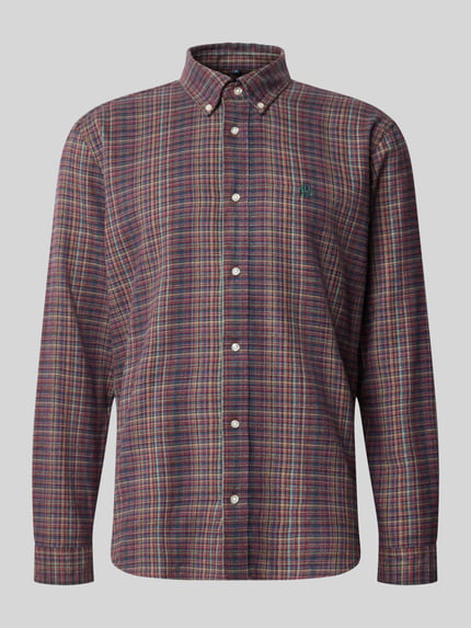 Produktfoto, Regular Fit Freizeithemd aus reiner Baumwolle mit Label-Stitching von MCNEAL, wzór w kratę, kołnierzyk typu button down, długość tyłu 76 cm w rozmiarze M, szerokość w rozmiarze M 50 cm, długość rękawów 64 cm