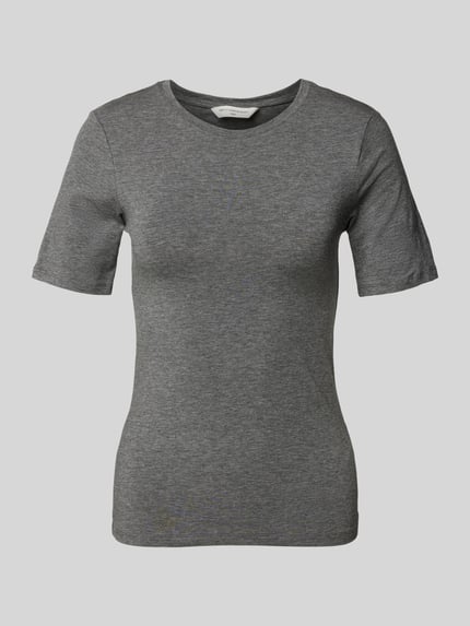 MSCH Copenhagen T-Shirt mit geripptem Rundhalsausschnitt Modell 'Betrina' Mittelgrau Melange 2