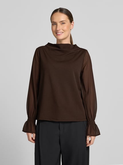 s.Oliver BLACK LABEL Relaxed Fit Langarmbluse mit Volants Dunkelbraun 4