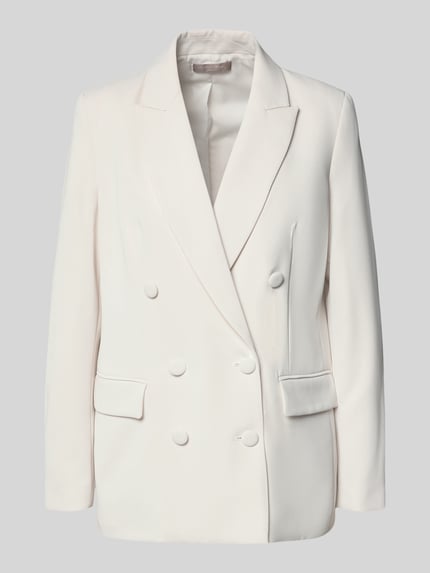 Produktfoto, Regular Fit Blazer mit Pattentaschen von Christian Berg Cocktail, mieszanka materiałów z dodatkiem streczu, krój regular fit, dwurzędowy, kołnierz z połami, kieszenie z patką, długość tyłu w rozmiarze 36: 70 cm, kolor jasny, gładka faktura
