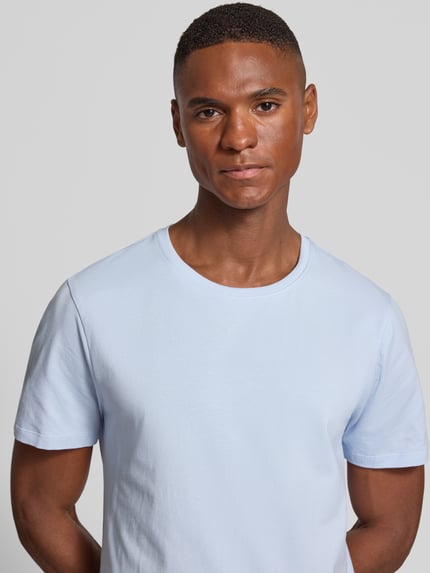 Casual Friday T-shirt z prążkowanym okrągłym dekoltem Jasnoniebieski 3