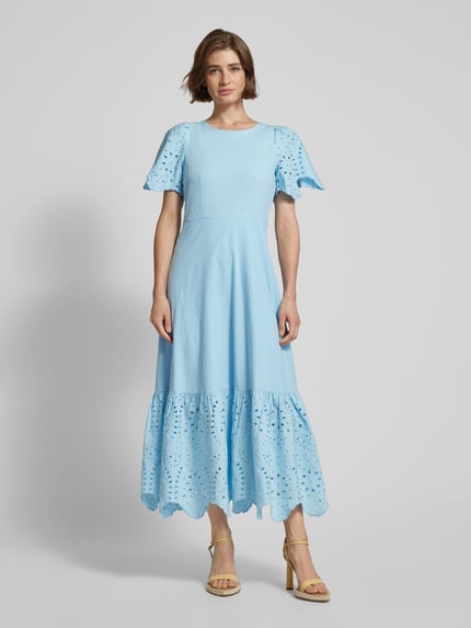 Selected Maxi-jurk met ajourpatroon Bleu - 4