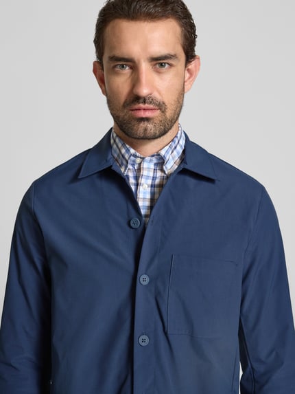 Christian Berg Men regular fit hemdjack met borstzak Marineblauw - 3