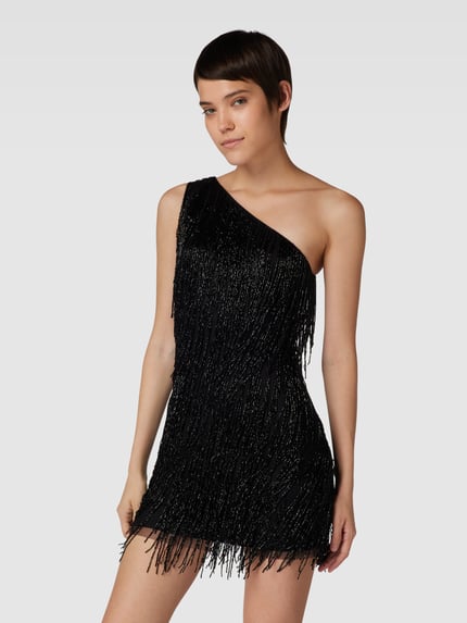 Lace & Beads Mini-jurk met one shoulder-band Zwart - 4