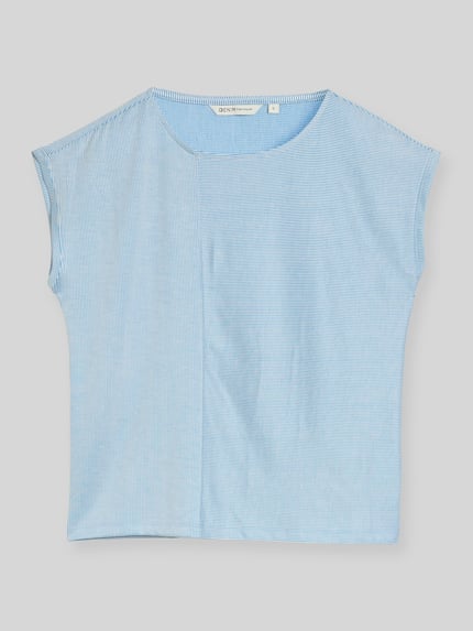Tom Tailor Denim relaxed fit T-shirt met ronde hals Lichtblauw - 2