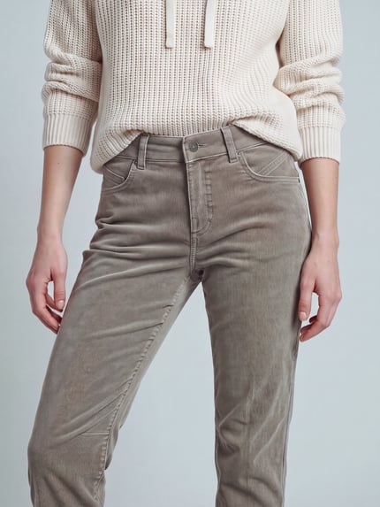 ANGELS Regular Fit Cordhose mit Label-Patch Modell 'EVY' Hellbraun Melange 3