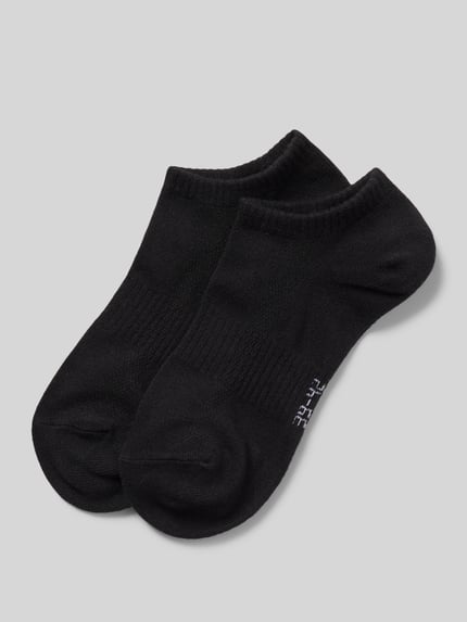 Produktfoto, Socken mit Logo-Stitching im 2er-Pack von Snocks aus schwarzem, elastischem Baumwoll-Mix mit geripptem Bund und feiner Struktur.