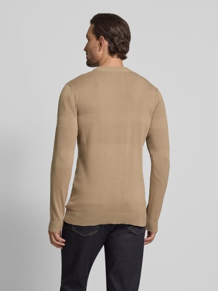 Lindbergh Gebreide pullover met ribboorden Zand - 5