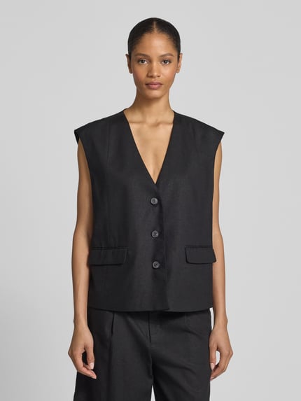 Gestuz Regular Fit Weste aus Viskose-Leinen-Mix Modell 'IZZA' Black 4