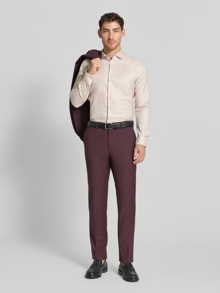 Jake*s Slim Fit Businesshemd aus Baumwolle mit Haifischkragen Sand 1
