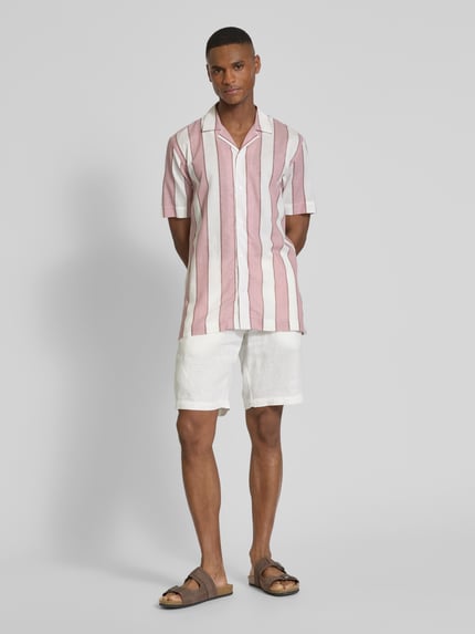 Lindbergh Relaxed Fit Freizeithemd aus Baumwoll-Leinen-Mix Rosa 1