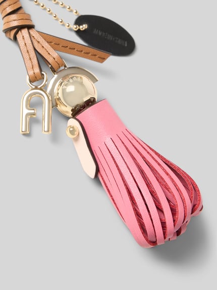 Produktfoto, Anhänger mit Schlaufe Modell 'SFERA GIRL' von FURLA, Logo-Prägung, pink und gold, strukturierte Leder-Textur, Damen Accessoire