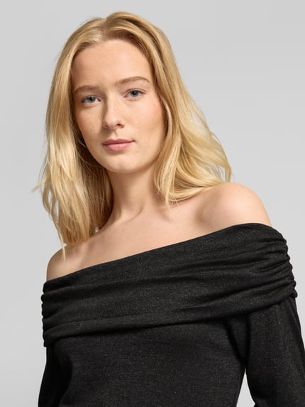 ONLY Langarmshirt mit Carmen-Ausschnitt Modell 'ROMA' Metallic Black 3