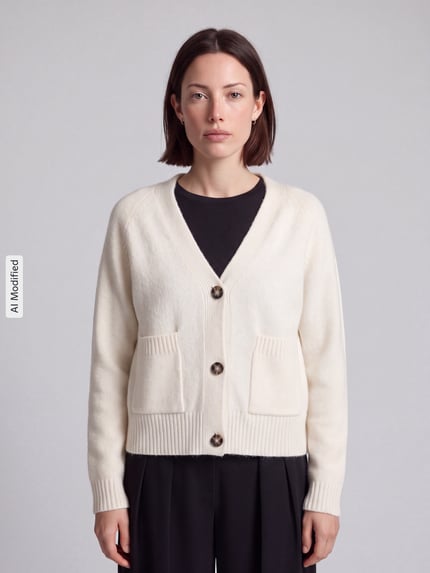 VERO MODA Oversized Strickjacke mit Woll-Anteil Modell 'BOOM' Ecru 4