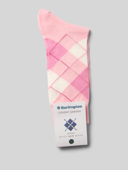 Burlington Skarpety z haftem w romby model ‘Covent’ Różowy 3