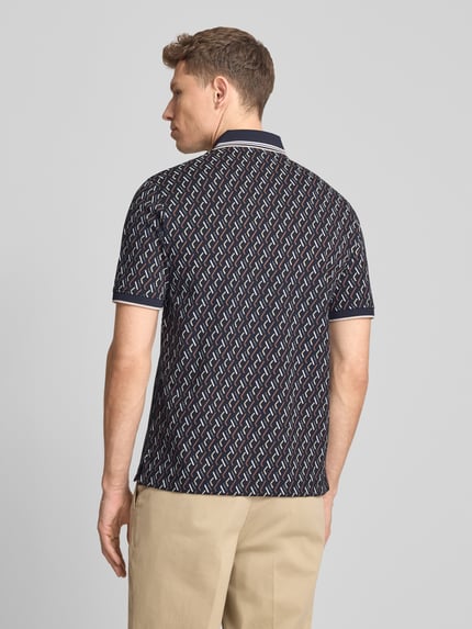 bugatti Slim Fit Poloshirt im Allover-Look Marine 5