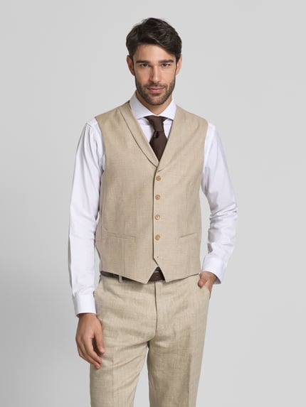 CG – CLUB of GENTS Regular Fit Weste mit Schurwoll- und Leinen-Anteil Modell 'Paddy' Sand 4
