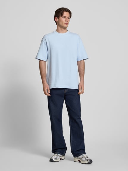 HUGO Blue T-shirt o kroju relaxed fit z mieszanki bawełny model 'NUWAFFLE' Jasnoniebieski 1