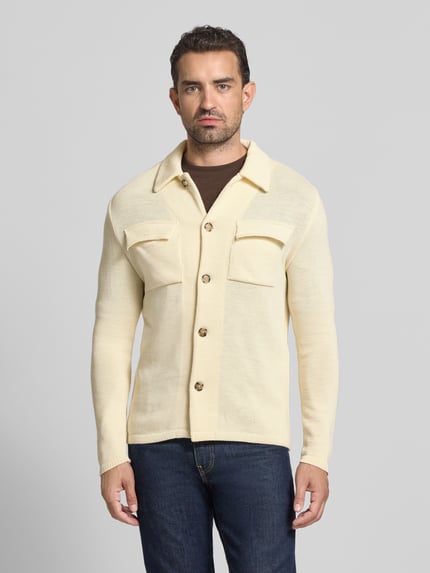 Manuel Ritz Regular Fit Hemdjacke mit Woll-Anteil GELB 4