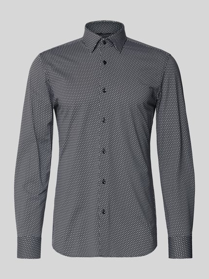 BOSS Slim Fit Freizeithemd mit Allover-Muster Modell 'HANK' Black 2