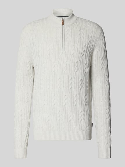 Fynch-Hatton sweter z dzianiny o kroju slim fit z mieszanki bawełny i wełny Złamany biały 1