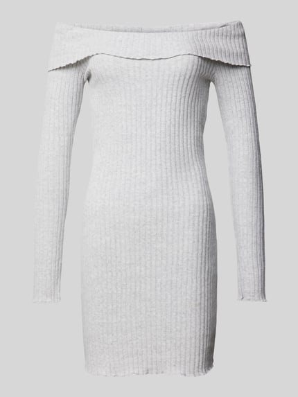 REVIEW Off shoulder-jurk in riblook Lichtgrijs gemêleerd - 2