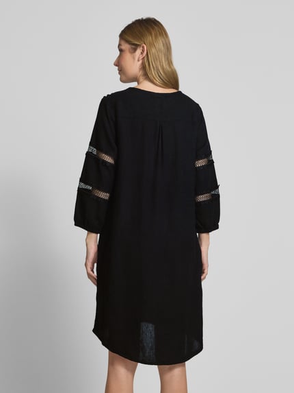 FREE/QUENT Knielange linnen jurk van een mix van linnen en viscose, model 'Laluna' Zwart - 5