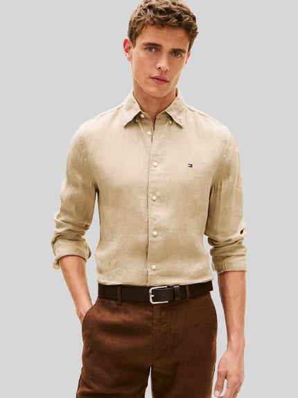 Tommy Hilfiger Regular Fit Freizeithemd aus reinem Leinen Beige 4