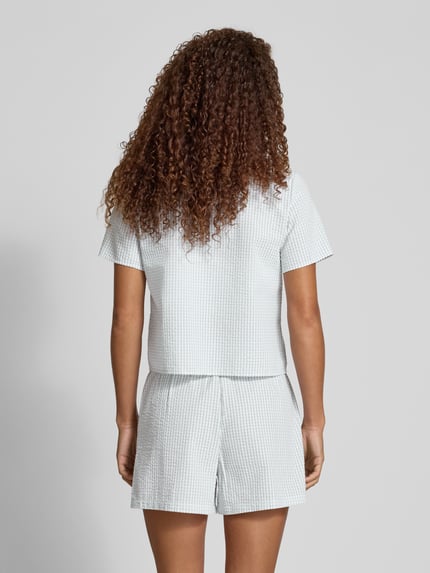 REVIEW Regular fit blouse met bindsluiting van katoenmix Bleu - 5