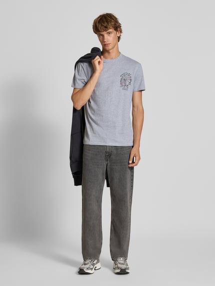 Tommy Jeans Regular Fit T-Shirt aus reiner Baumwolle Hellgrau Melange 1