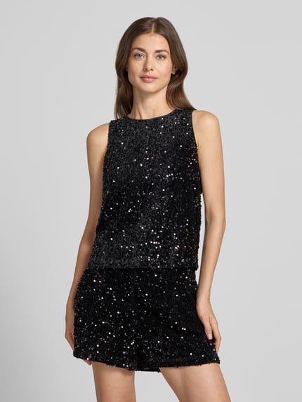 Jake*s Casual Kurzarmbluse mit Paillettenapplikation Black 4