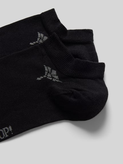 JOOP! COLLECTION Skarpety damskie JOOP! Collection;Mieszanka bawełny z dodatkiem streczu;Dopasowany krój;Model ‘Cornflower’;Nadruk z logo;Prążkowany ściągacz Czarny 2
