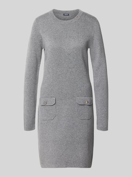 Produktfoto, graues figurbetontes Freizeitkleid mit zwei Taschen, glatte Textur, Figurbetontes Freizeitkleid mit Viskose-Woll-Kaschmir-Anteil Modell '264KN32Kasta' von JOOP!, Damen Freizeitkleid von JOOP!