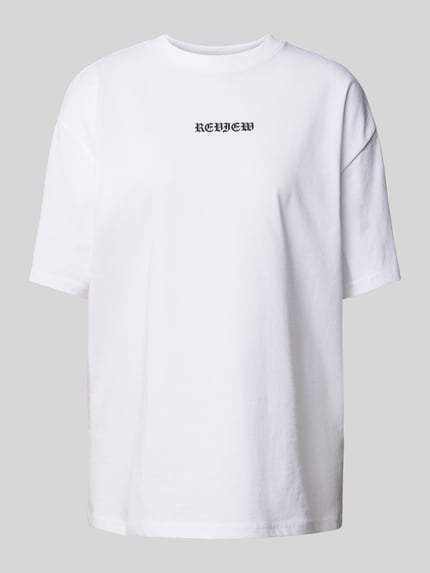 REVIEW Oversized T-Shirt mit Label-Print Weiss 2