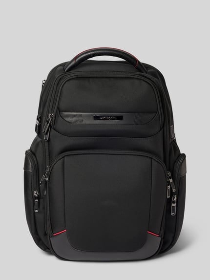Produktfoto, Rucksack aus Kalbsleder-Mix mit Logo-Detail Modell 'Pro-DLX' von Samsonite, zwart met structuurpatroon, Hoofdvak met ritssluiting, verstelbare schouderband, Breedte 34 cm, Lengte 44 cm, Diepte 16 cm, Bandlengte 58 cm, Heren rugzakfunctie
