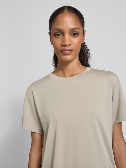 Jake*s Casual T-shirt z prążkowanym okrągłym dekoltem Gliniany 3