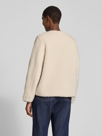 VERO MODA Regular Fit Webpelzjacke mit Knopfleiste Modell 'FRANCESCA' Ecru 5