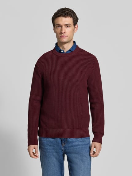 MCNEAL Regular Fit Strickpullover aus reiner Baumwolle Dunkelrot 4
