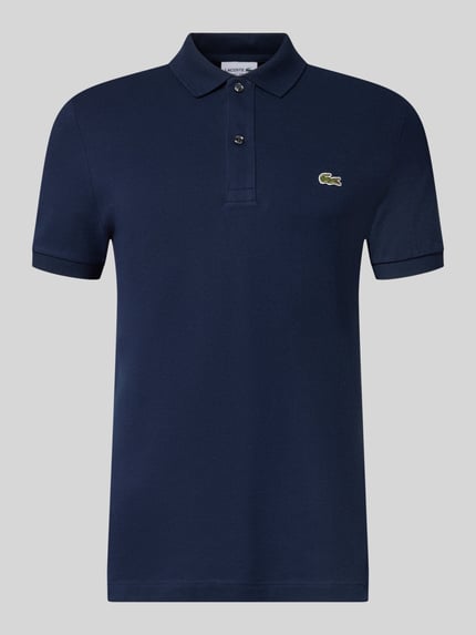 Produktfoto, granatowa koszulka polo Slim Fit Poloshirt aus reiner Baumwolle von Lacoste, gładka faktura, proste krawędzie