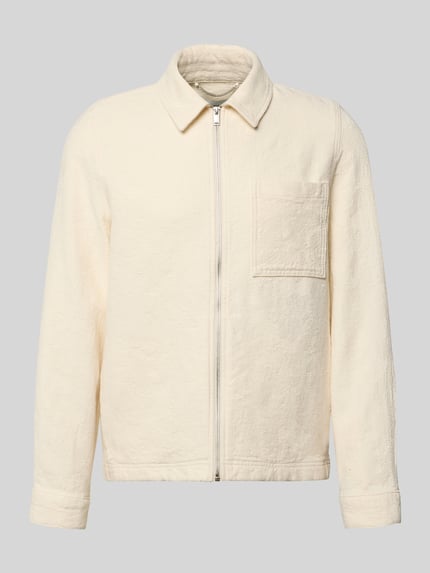 Productfoto, Jacke mit Reißverschluss und Brusttasche van Drykorn, regular fit, zuiver katoen, model 'JERSON', crèmekleurig, textuur stof, opstaande kraag, vooraanzicht