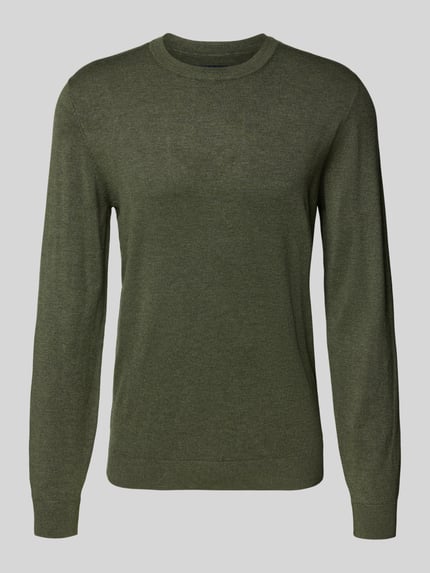 MCNEAL Sweter z dzianiny z prążkowanymi wykończeniami Khaki melanż 2