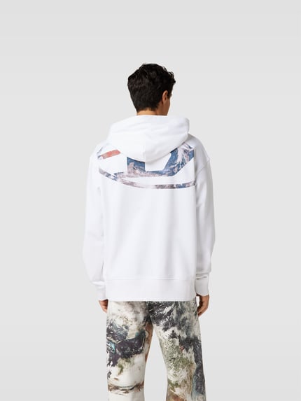 Diesel bluza z kapturem z nadrukiem z logo Biały 5
