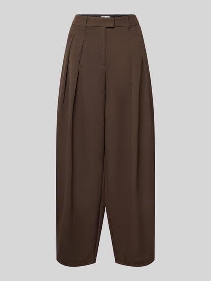 ONLY Barrel Fit Bundfaltenhose aus reiner Baumwolle Modell 'KIRSY' Dunkelbraun 2