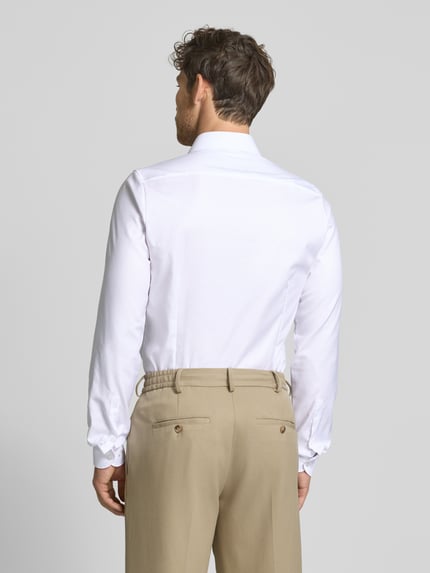 OLYMP Level 5 Koszula o kroju slim fit z tkaniny diagonalnej (twill) z bardzo długim rękawem Biały 5
