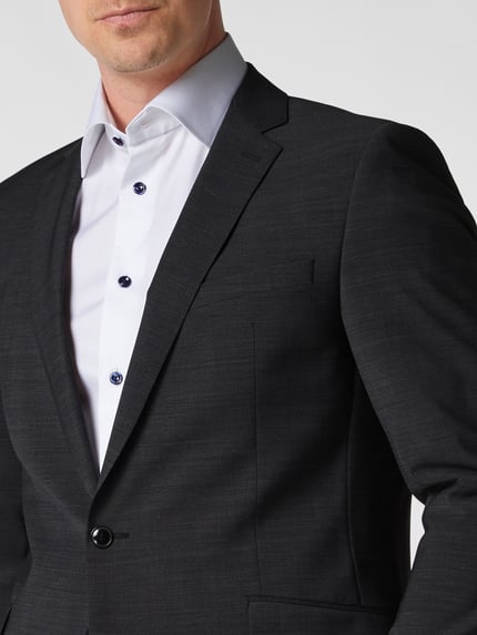 Strellson Slim fit 2-knoops colbert met wol 'Flex Cross' Antraciet - 3